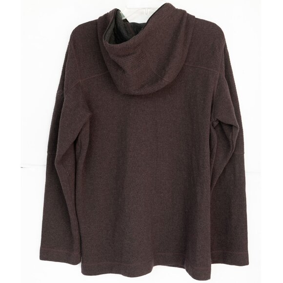 Mountain Hardwear Wool Hoodie Mens Fully Zip Knit Maroon Face Cover Hooded Coat - Picture 2 of 15